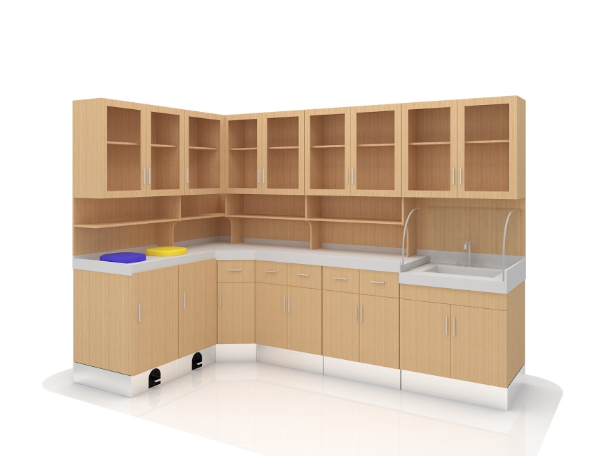 介绍医院木质处置柜家具的贴木皮家具